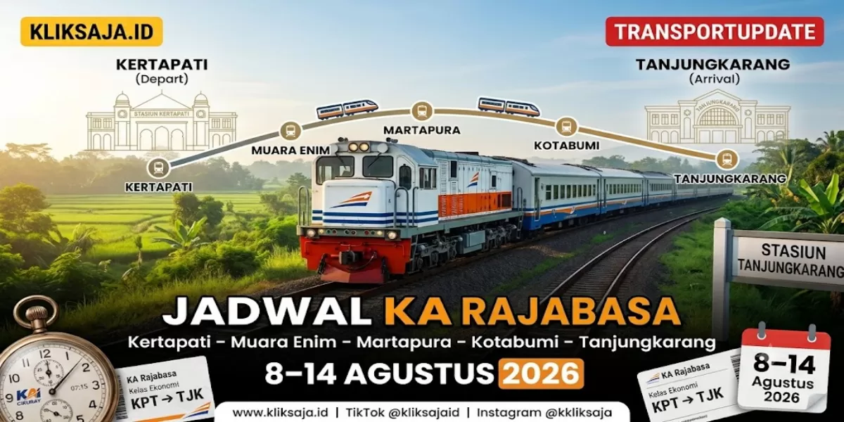 Simak Jadwal KA Rajabasa Periode 8 &ndash; 14 Agustus 2026 Rute Kertapati &ndash; Muara Enim &ndash; Martapura &ndash; Kotabumi &ndash; Tanjungkarang (Ilustrasi gambar )