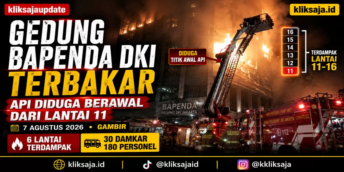 Kronologi Kebakaran Gedung Bapenda DKI Jakarta 7 Agustus 2026, Api Diduga Berawal dari Lantai 11 Saat Renovasi (Proses pemadaman Gedung Bapenda DKI Jakarta saat kebakaran pada Jumat, 7 Agustus 2026. (Threads/trippynout))