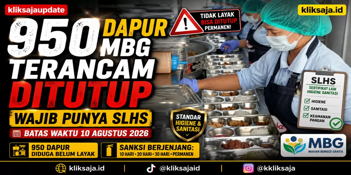 Dapur MBG Wajib Punya SLHS, 950 Dapur Diduga Tak Layak Higiene dan Sanitasi Bisa Ditutup Permanen oleh BGN (Foto ilustrasi: BGN perketat soal standar higiene dan sanitasi dapur MBG. (Instagram/badangizinasional.ri))