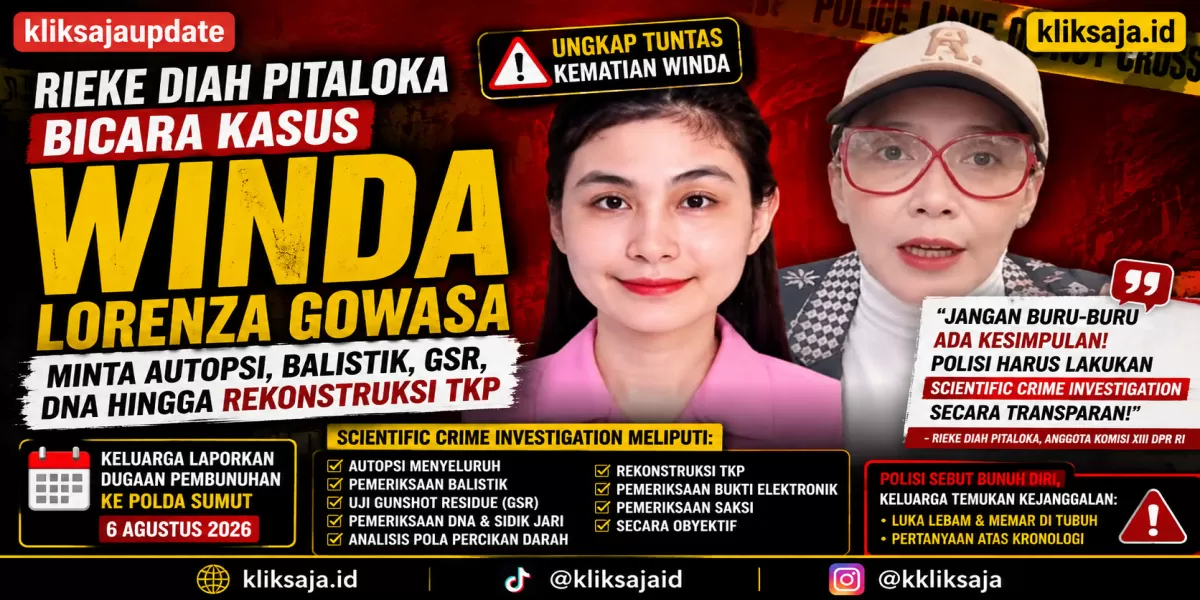 Rieke Diah Pitaloka Bicara Kasus Winda Lorenza Gowasa, Minta Autopsi, Balistik, GSR, DNA hingga Rekonstruksi TKP (Rieke Diah Pitaloka komentar kasus kematian Winda Lorenza Gowasa yang tengah jadi sorotan publik. (Instagram/justiceforwindalorenza2 - riekediahp))