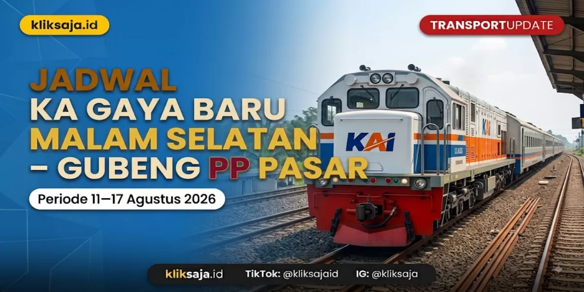 Cek Rute KA Gaya Baru Malam Periode 11 - 17 Agustus 2026 Rute Pasar Senen -  Pegadenbaru - Haurgeulis - Jatibarang - Arjawinangun -Gubeng (Ilustrasi gambar )