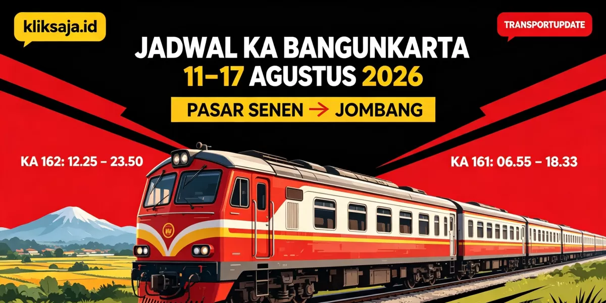 Simak Jadwal KA Bangunkarta Periode 11&ndash;17 Agustus 2026 Rute Pasar Senen - Cikarang - Cirebon - Bumiayu - Purwokerto, Yogyakarta - Solo - Jombang (Ilustrasi gambar )