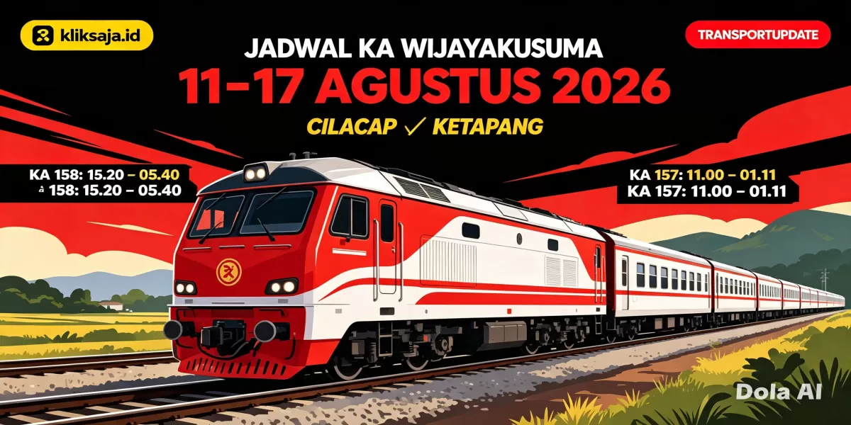 Cek Jadwal KA Wijayakusuma Periode 11&ndash;17 Agustus 2026 Rute Cilacap - Gumilir - Kroya - Kutoarjo - Yogyakarta - Solo, Madiun - Jombang - Ketapang (Ilustrasi gambar )
