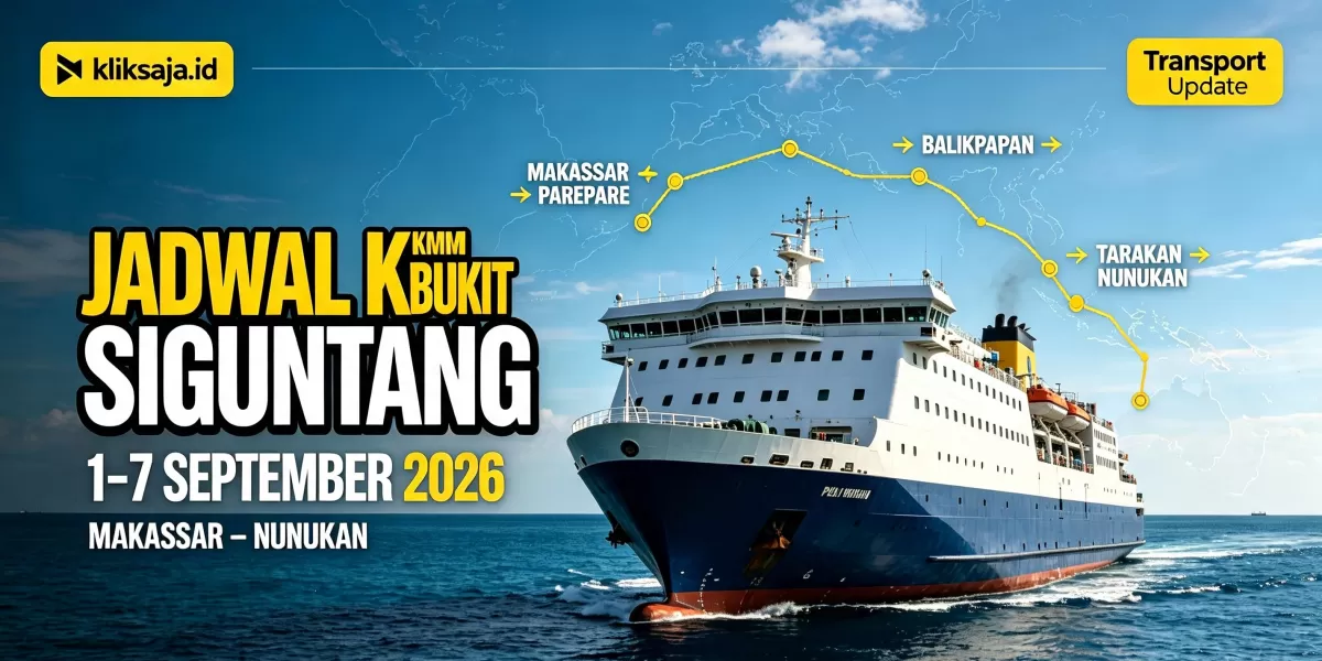 Jadwal KM Bukit Siguntang Periode 1&ndash;7 September 2026 Rute Makassar - Parepare - Balikpapan - Tarakan - Nunukan (Ilustrasi gambar )