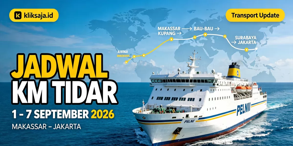 Cek Dulu Sebelum Berangkat! Jadwal KM Tidar Periode 1 - 7 September 2026 Rute Makassar - Bau-Bau - Kupang - Surabaya - Jakarta (Ilustrasi gambar )