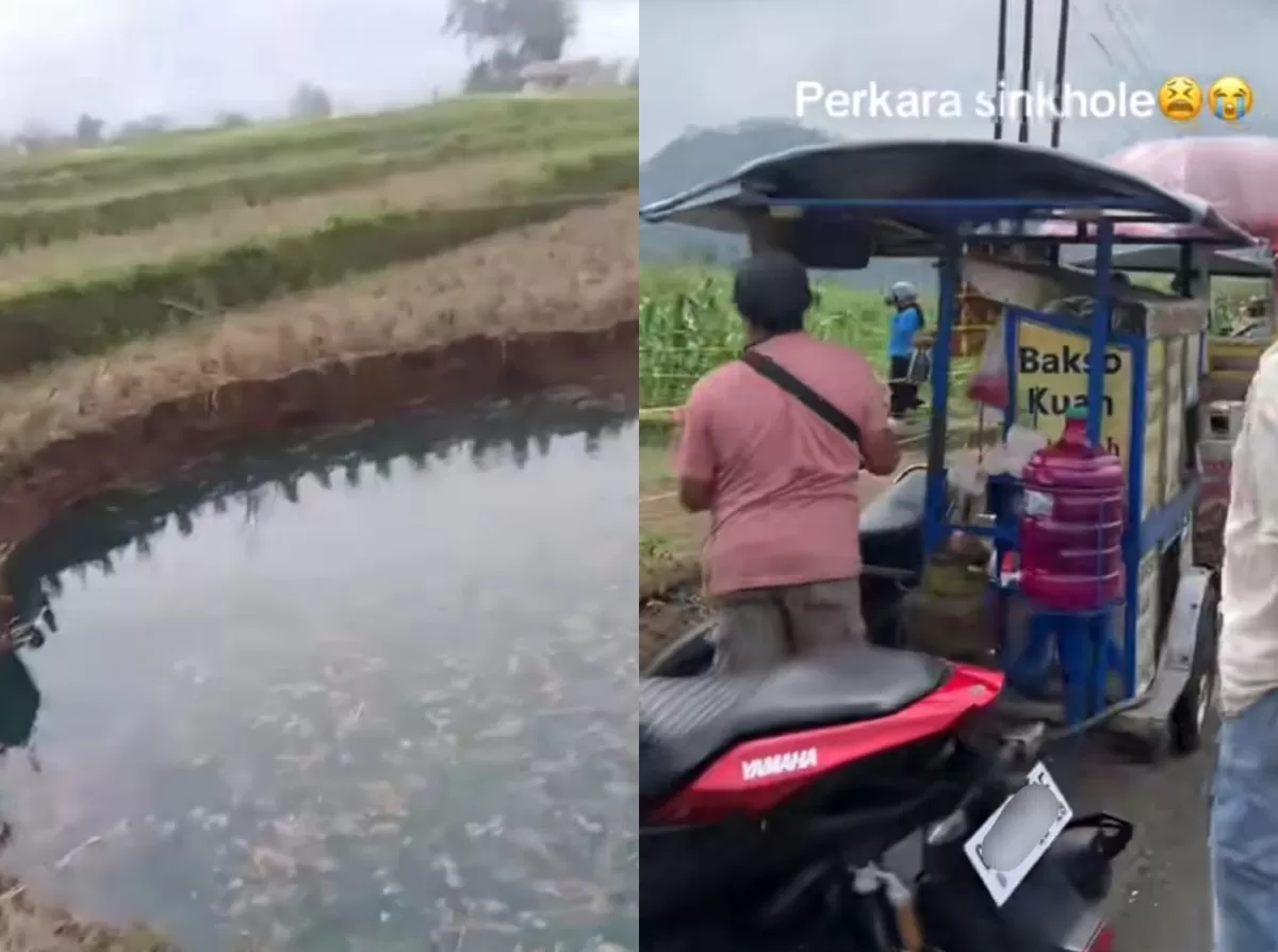 Fenomena sinkhole di Kabupaten Limapuluh Kota, Sumatera Barat. (Instagram/pdg24jam-TikTok/rdityamarcelino_)