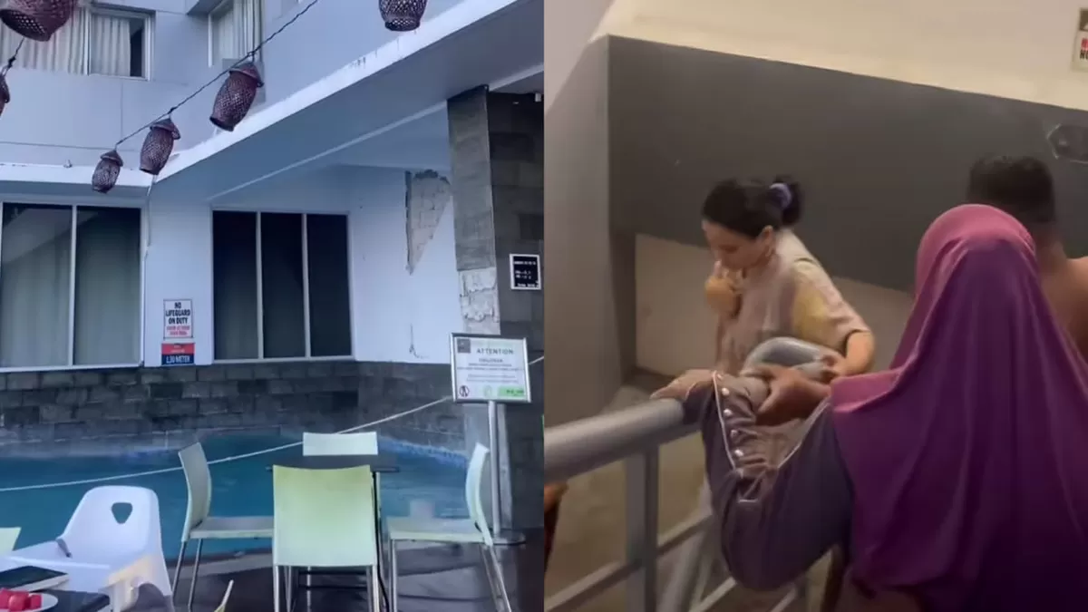 Kepanikan tamu hotel saat gempa magnitudo 7,6 mengguncang Manado, Sulawesi Utara. (Instagram/queenchantikaa)