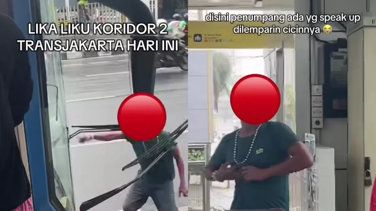 Viral sopir bajaj mengamuk di halte TransJakarta koridor 2.  (TikTok/kgulugulu)