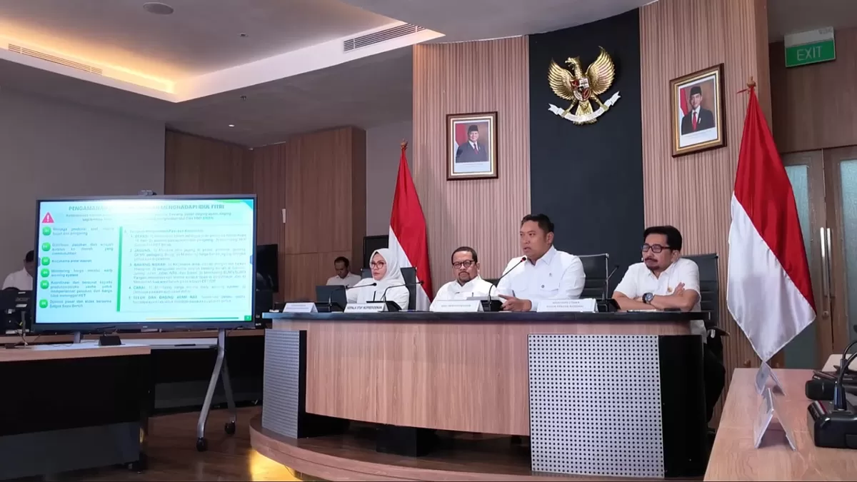Wakil Menteri Pertanian Sudaryono dalam konferensi pers Kesiapan Infrastruktur dan Pangan Jelang Nyepi dan Idulfitri. (Istimewa)