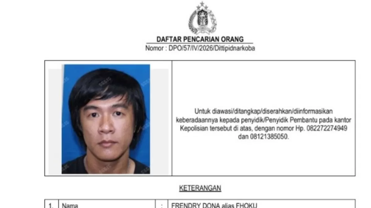 Kasus Vape Narkoba Terbongkar, Frendry Dona alias Fhoku Masuk DPO Bareskrim (Dok. Bareskrim Polri )