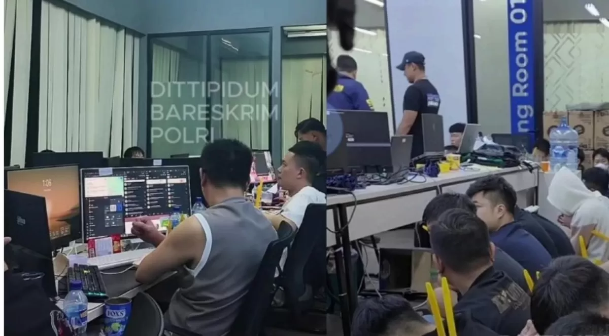 Penangkapan 321 WNA terkait operasional judol di Jakarta Barat oleh Bareskrim Polri.  (Instagram/dittipidum_bareskrim)