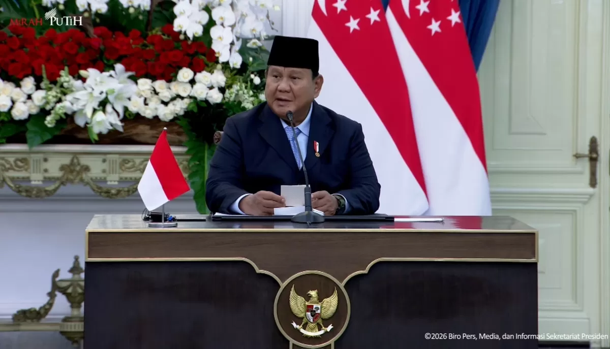 Pidato Presiden Prabowo Subianto dengan PM Singapura di Istana Merdeka Jakarta (Dok. YouTube/Setpres)