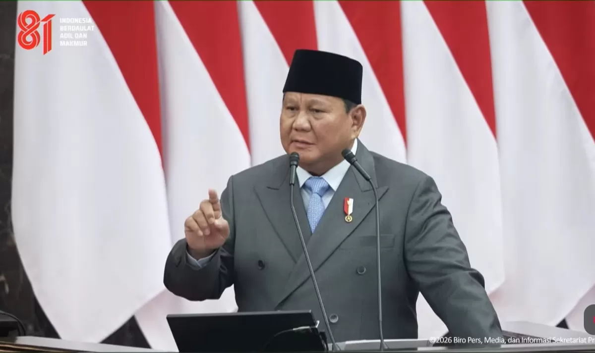 Presiden Prabowo Subianto saat Pidato di Sidang Tahunan MPR RI 2026. (Dok. YouTube/Sekretariat Presiden)