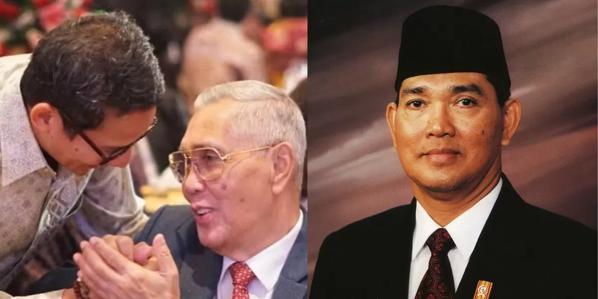 Potret Sandiaga Uno dan Mantan Wakil Presiden RI ke-6 Try Sutrisno yang telah meninggal dunia.   (Instagram/sandiuno)