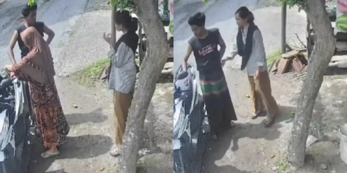 Dua muda-mudi terekam CCTV saat mengisi BBM eceran sebelum diduga kabur tanpa membayar di wilayah Lasem, Rembang. (X/sharpandshark)