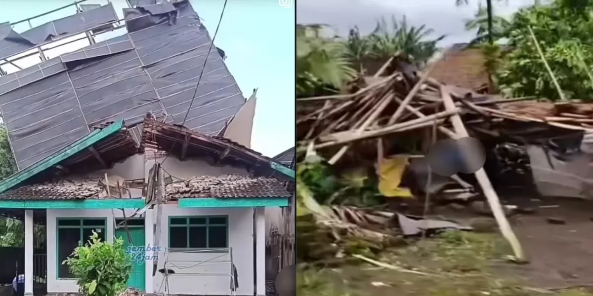 Rumah warga Wuluhan rusak karena hujan angin  (Instagram @jember24jam_)