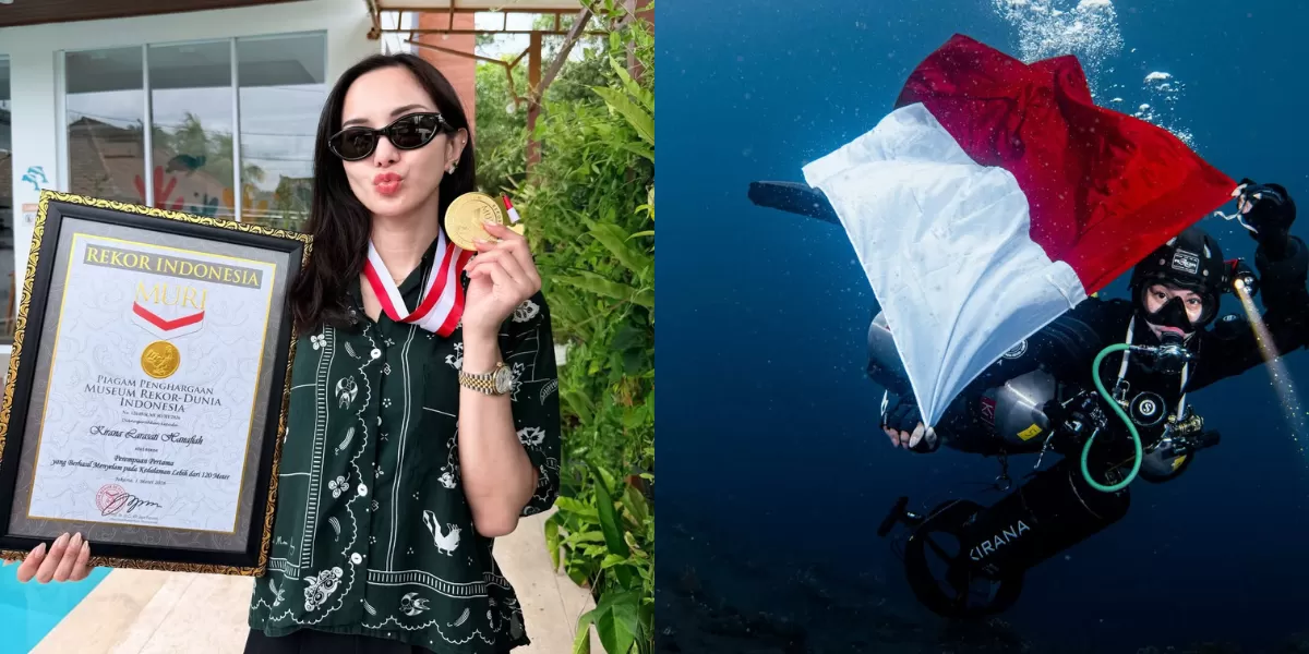 Potret Kirana Larasati yang berhasil pecahkan rekor MURI sebagai perempuan pertama Indonesia yang berhasil menyelam hingga kedalaman 127 meter. (Instagram/kiranalarasati)