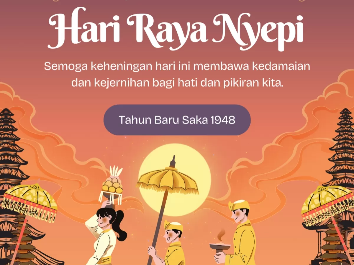 Gambar poster Hari Raya Nyepi 2026/1948. (Canva.com/Miss Jello)