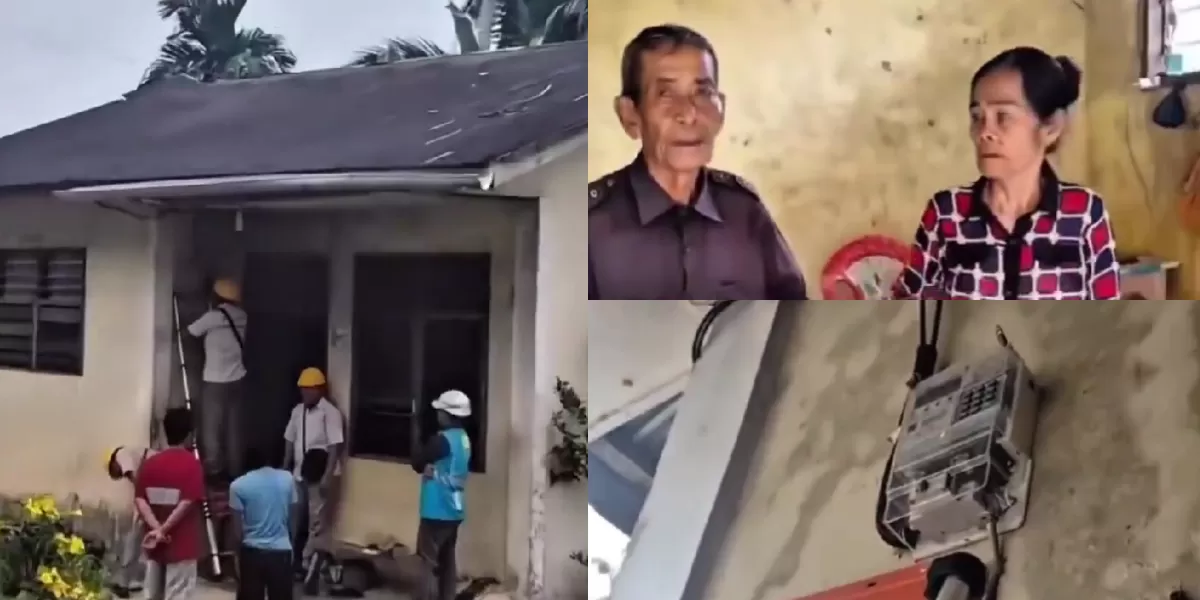 Rumah sederhana pasangan lansia di Kabupaten Nias yang viral setelah meteran listriknya dicabut petugas PLN. (X/kenhans03)