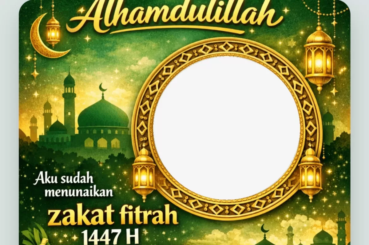 Twibbon membayar zakat ramadhan 1447 H. (Twibbonize.com/aisyah cuantek)