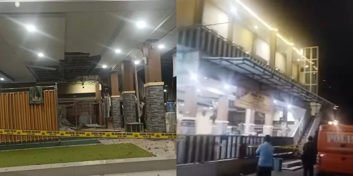 Kondisi terkini masjid Pesona Regency di Patrang, Jember (Kolase Facebook Info Warga Jember Official, @ical.ardes)