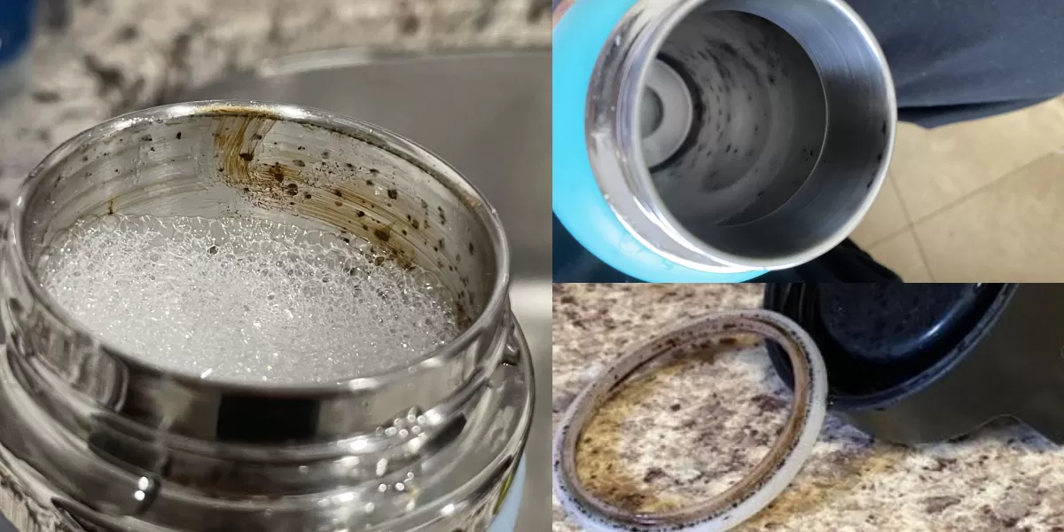 Bintik hitam pada botol minum ternyata bisa menjadi koloni bakteri dan jamur yang terbentuk dari lapisan biofilm. (X/ AymanAlatas )
