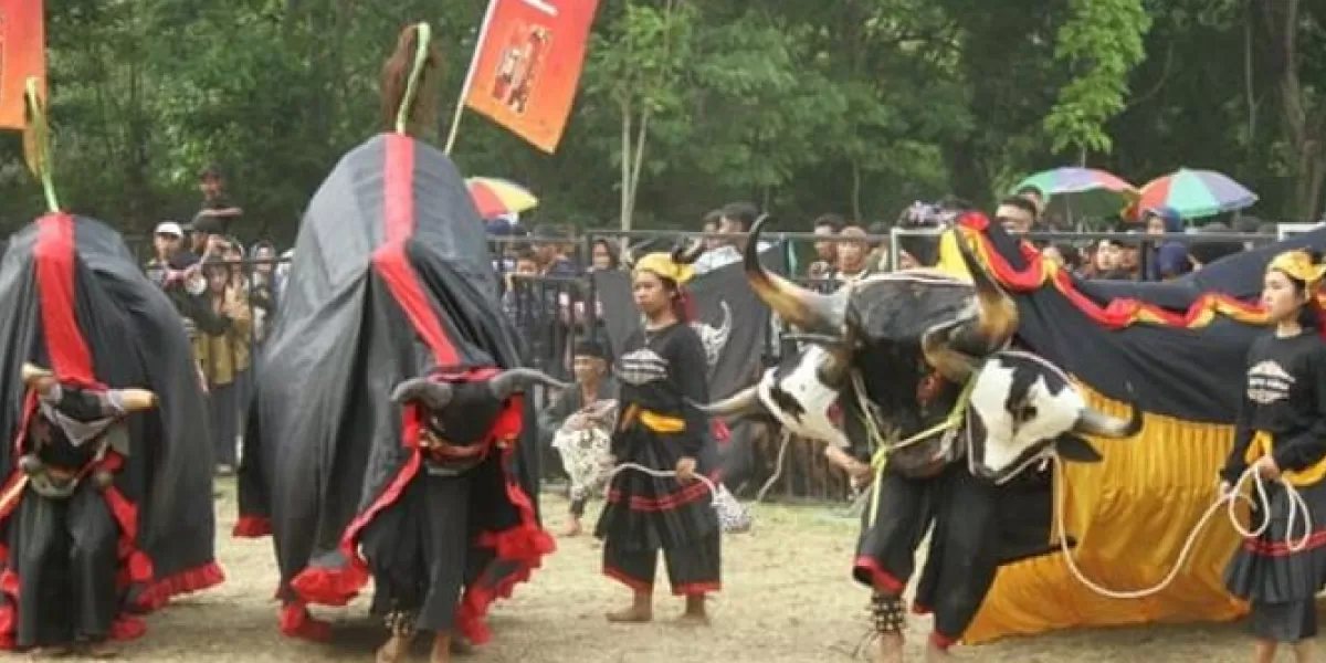 Pertunjukan bantengan yang menjadi bagian dari budaya lokal di Malang.  (X/ listyantidewi )