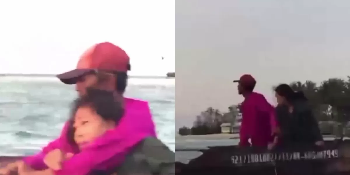 Detik-detik menegangkan di laut saat seorang anak berusaha menyelamatkan diri dari dugaan tindakan pelecehan di atas kapal kecil.  (X/Heraloebss)