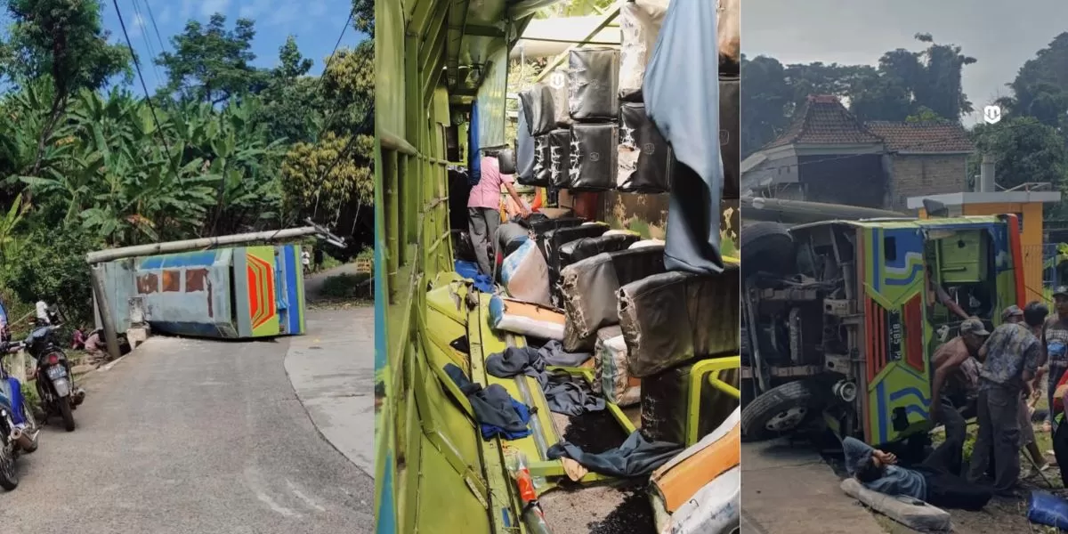 Penampakan odong-odong di Mojokerto yang alami kecelakaan tunggal (Instagram/@updatemojokerto)