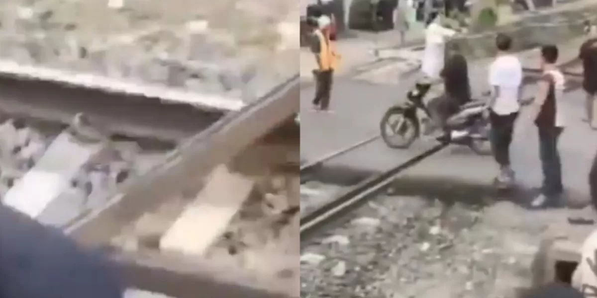 Viral warga di Kota Bandar Lampung yang memblokade rel kereta api gegara minta ganti rugi mobilnya tertemper.   (X/MurtadhaOne1))