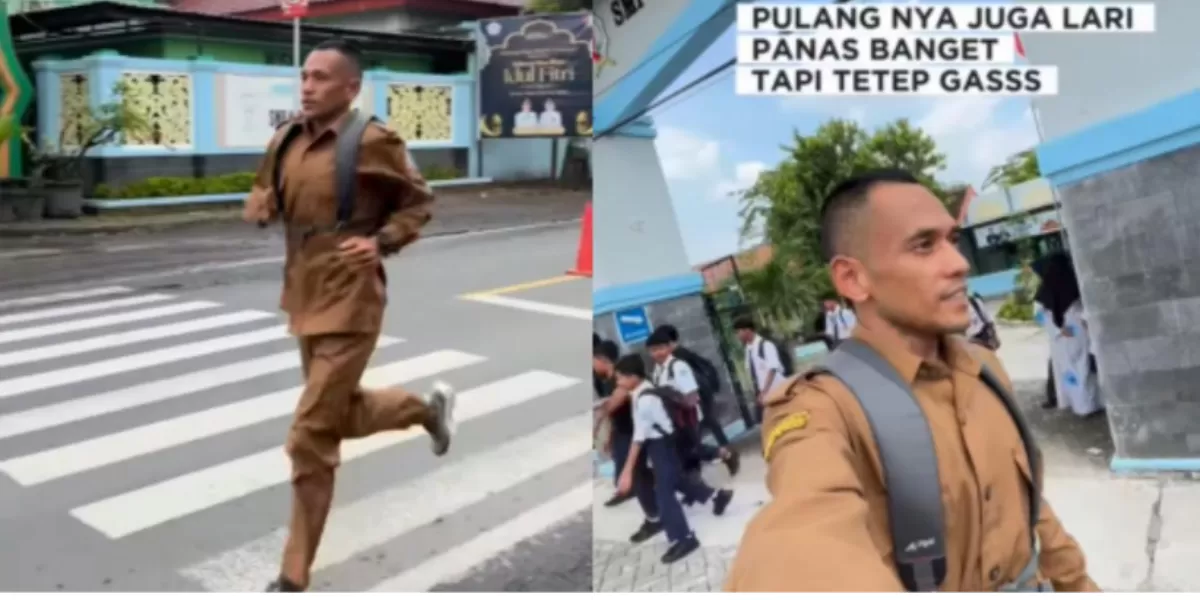Mengintip viralnya kegiatan guru SMP di Bojonegoro, Jawa Timur yang berangkat dan pulang ke sekolah dengan olahraga lari untuk hemat BBM.  (Instagram.com/@ahmadzakifebriansyah_)