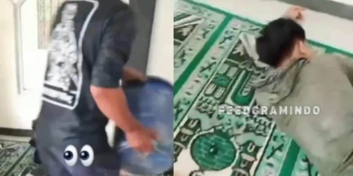 Insiden viral 2 remaja di Kebumen, Jawa Tengah yang diduga berperilaku tidak pantas di dalam mushola hingga akhirnya disiram warga.  (Instagram.com/@feedgramindo)