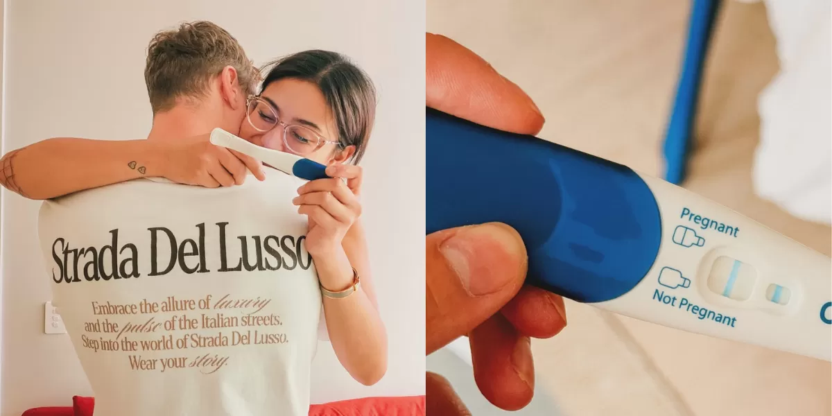 Potret Awkarin yang tengah memamerkan testpack bergaris dua. Benarkah selebgram ini positif hamil?   (Instagram/narinkovilda)