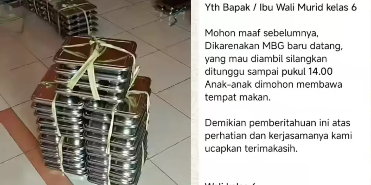 Viral MBG di salah satu SD di Gresik, Jawa Timur diantar terlambat saat siswa sudah pulang.  (Instagram/onlyajenk)