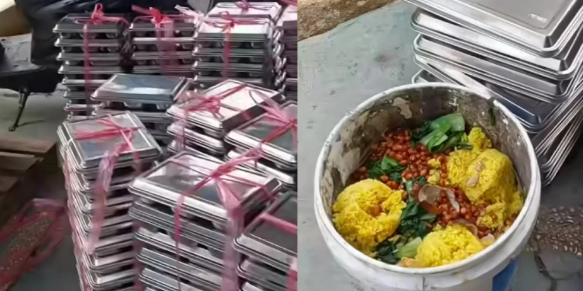 Viral guru di salah satu sekolah mengumpulkan sida makanan MBG siswa untuk pakan ternak.  (Instagram/purnamagarage_)