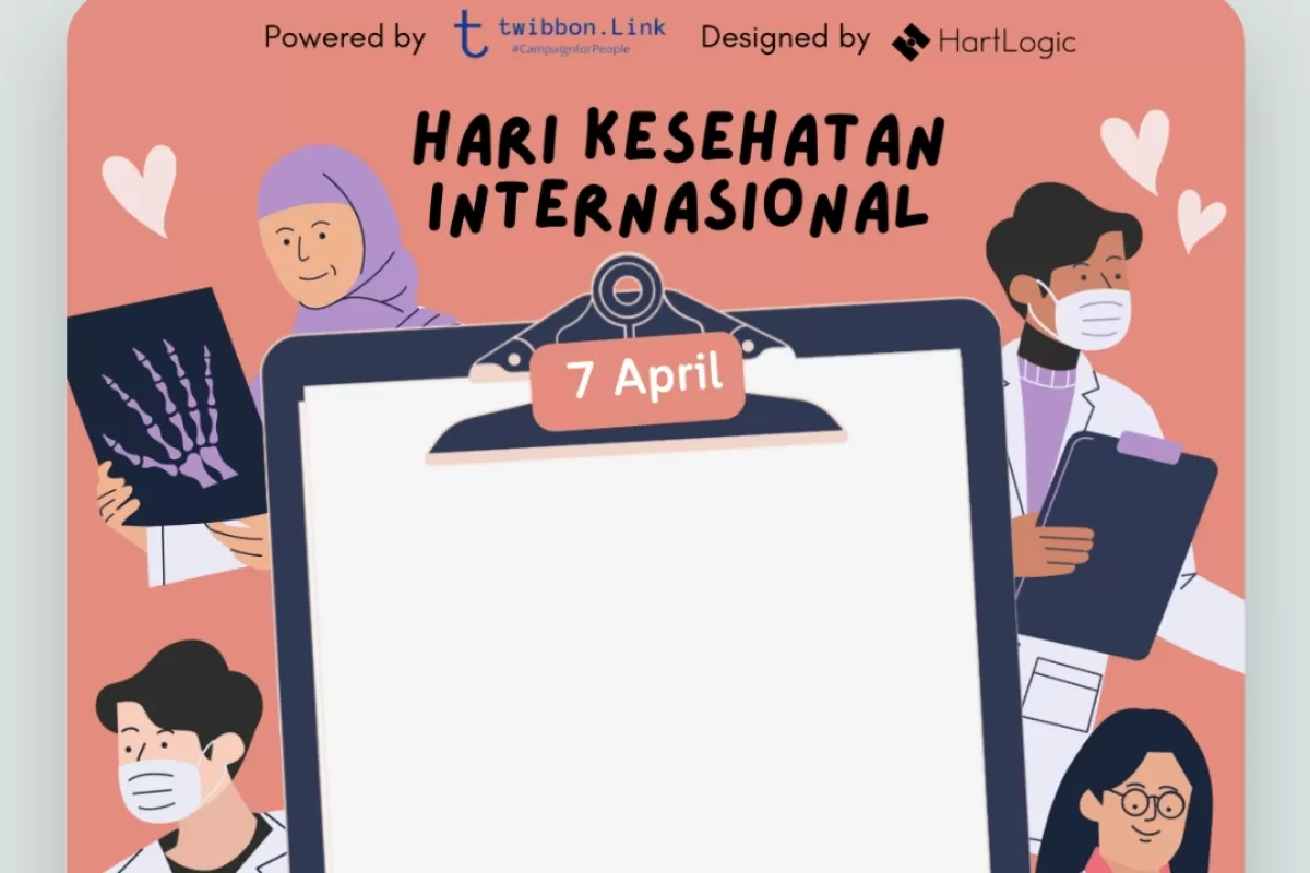 Twibbon Hari Kesehatan Internet atau World Health Day 2026. (Twibbonize.com/HartLogic)