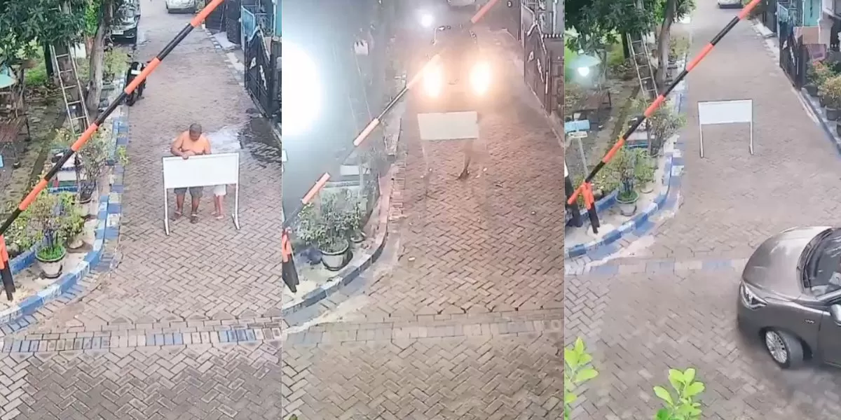 Momen pria di Sidoarjo, tutup akses jalan perumahan karena dianggap miliknya (X/Xbacottetangga)