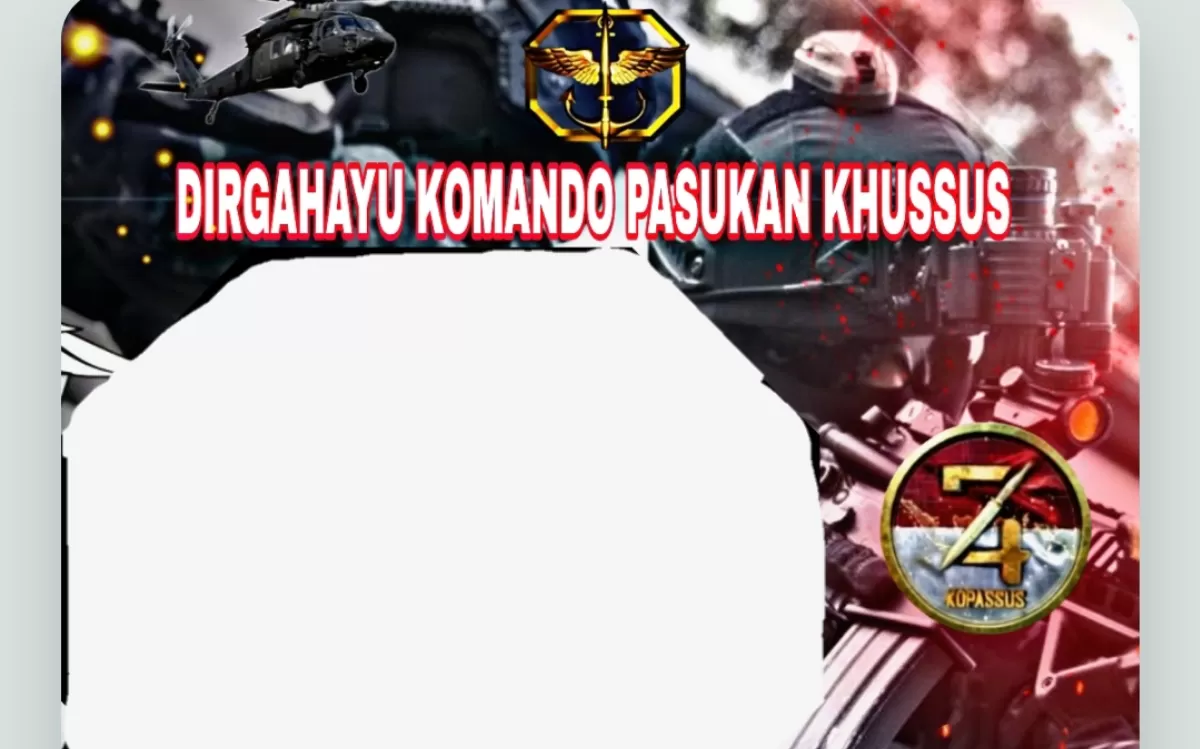Twibbon Hari Ulang Tahun ke-74 Kopassus 2026. (Twibbonize.com/Putri Komando)