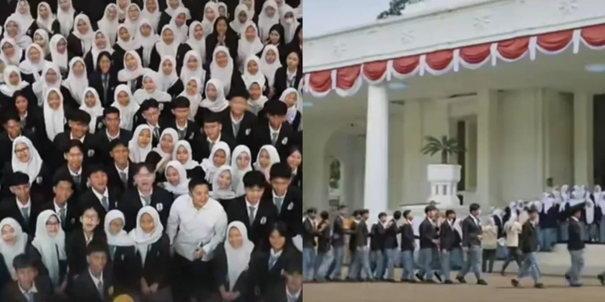 Potret Seskab Teddy dampingi anak-anak sekolah di istana negara  (Tiktok @prabowomenyapa)