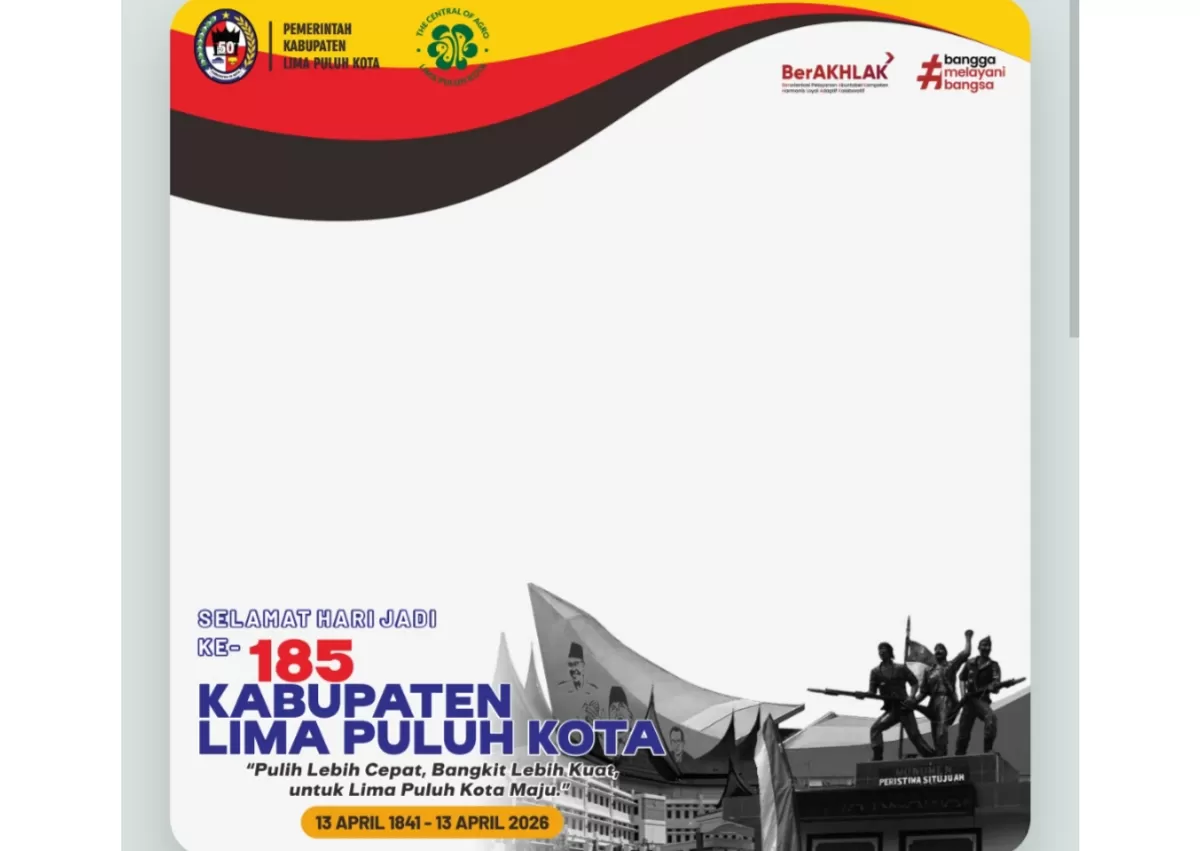 Twibbon Hari jadi Kabupaten Lima Puluh Kota 2026. (Twibbonnize.com/50kotakominfo)