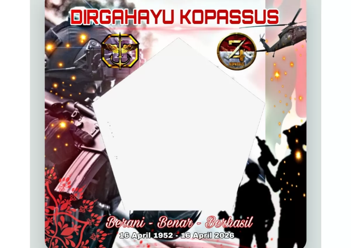 Twibbon HUT ke-74 Kopassus 2026. (Twibbonize.com/Putri Komando)