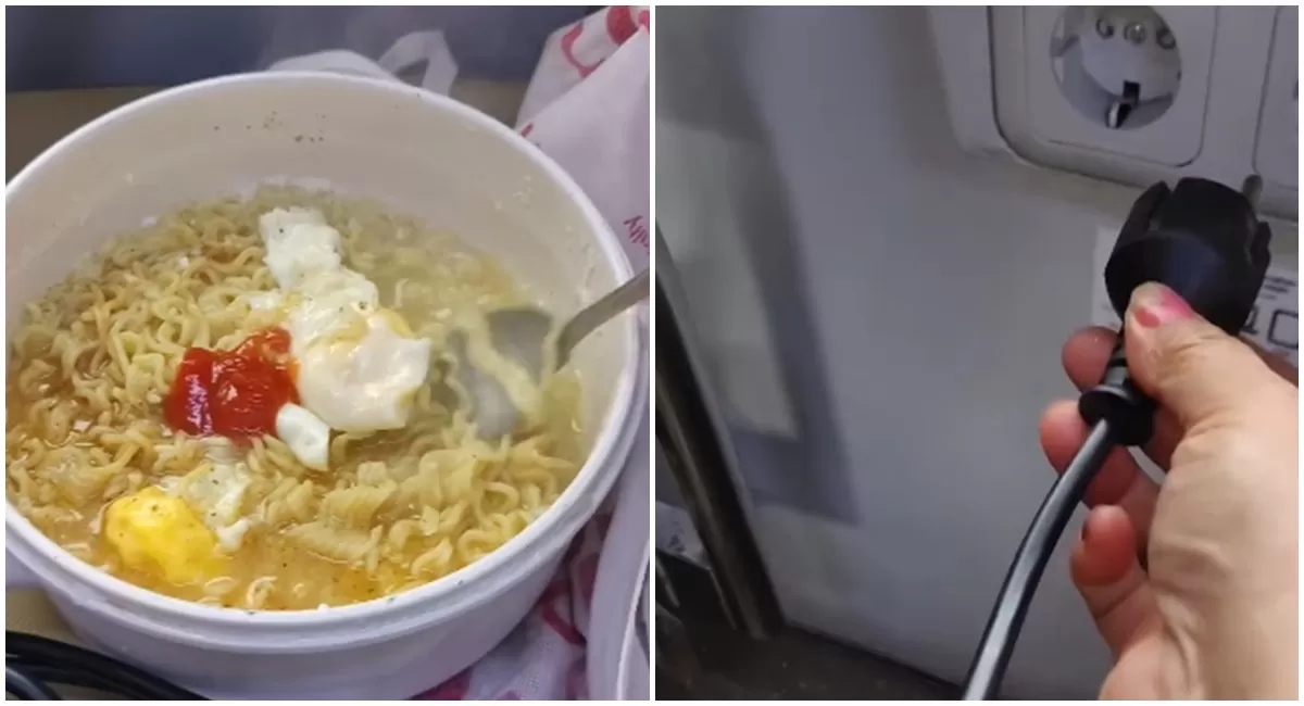 Viral penumpang masak mie instan gunakan panci listrik hingga mendapat teguran dari KAI (Threads/purbamurhani)