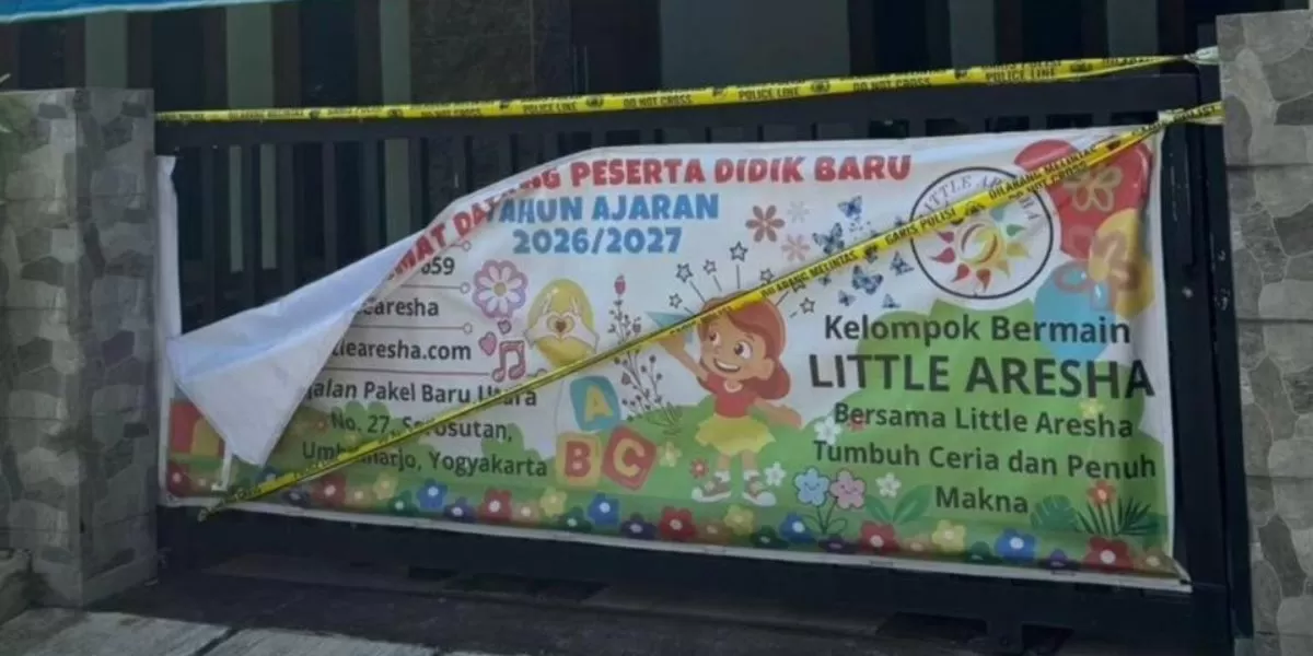 Lokasi Daycare Little Aresha Yogyakarta yang dipasang garis polisi (X/@bilbiils_)