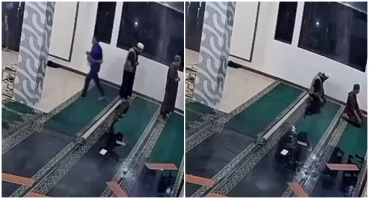 Viral, jemaah sholat maghrib mendadak bubarkan diri ketika atap mushola runtuh  (Instagram/info.jabodetabek)