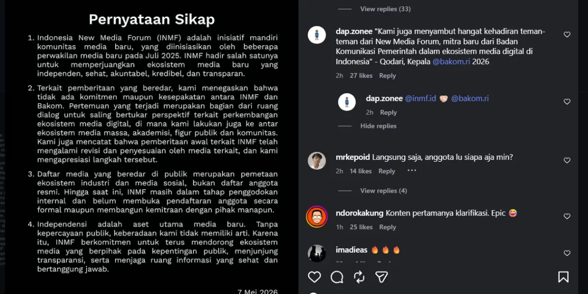 Klarifikasi INMF. (Instagram/inmf.id)