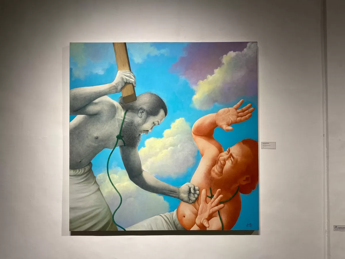 Karya Achmad Supandi dalam pameran Lika-Liku Laki-Laki (SketsaNusantara.id / Qorry Aina Damayanti)