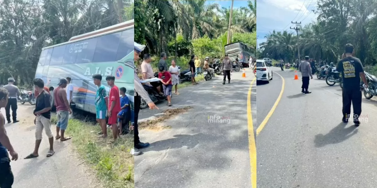 Polres Pasaman Barat saat tiba di lokasi kecelakaan bus ALS vs Honda Beat (Instagram/@info.minang)