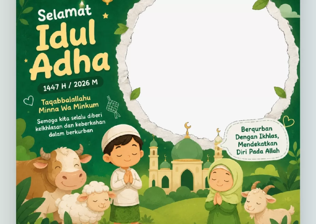 Twibbon Hari Raya Idul Adha 2026. (Twibbonize.com/NURUL HUSNAH)