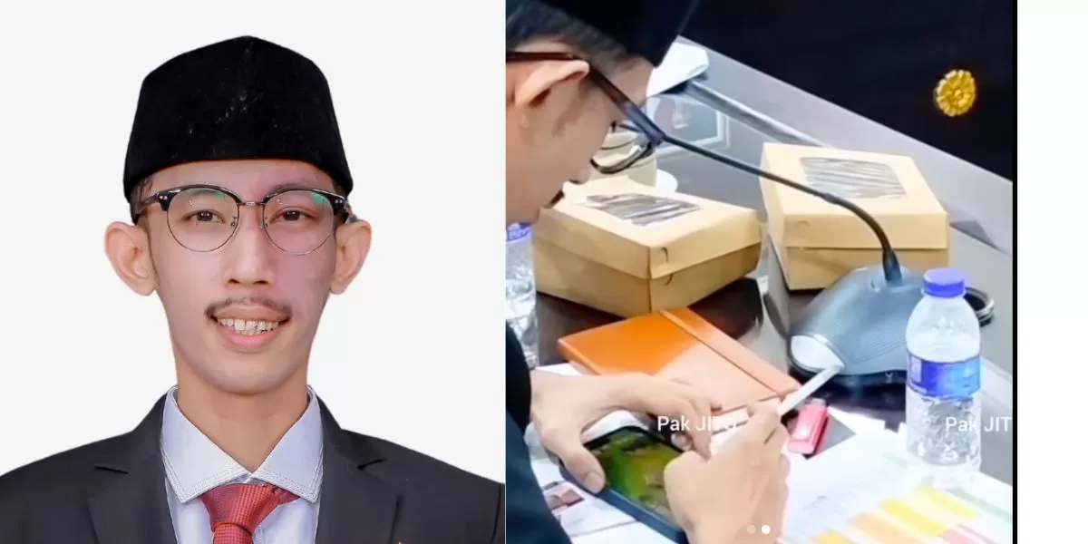 Ahmad Syahri Assidiqi, anggota DPRD Jember yang main game dan merokok saat rapat (kolase dprd.jemberkab.go.id, Instagram @undercover.id)