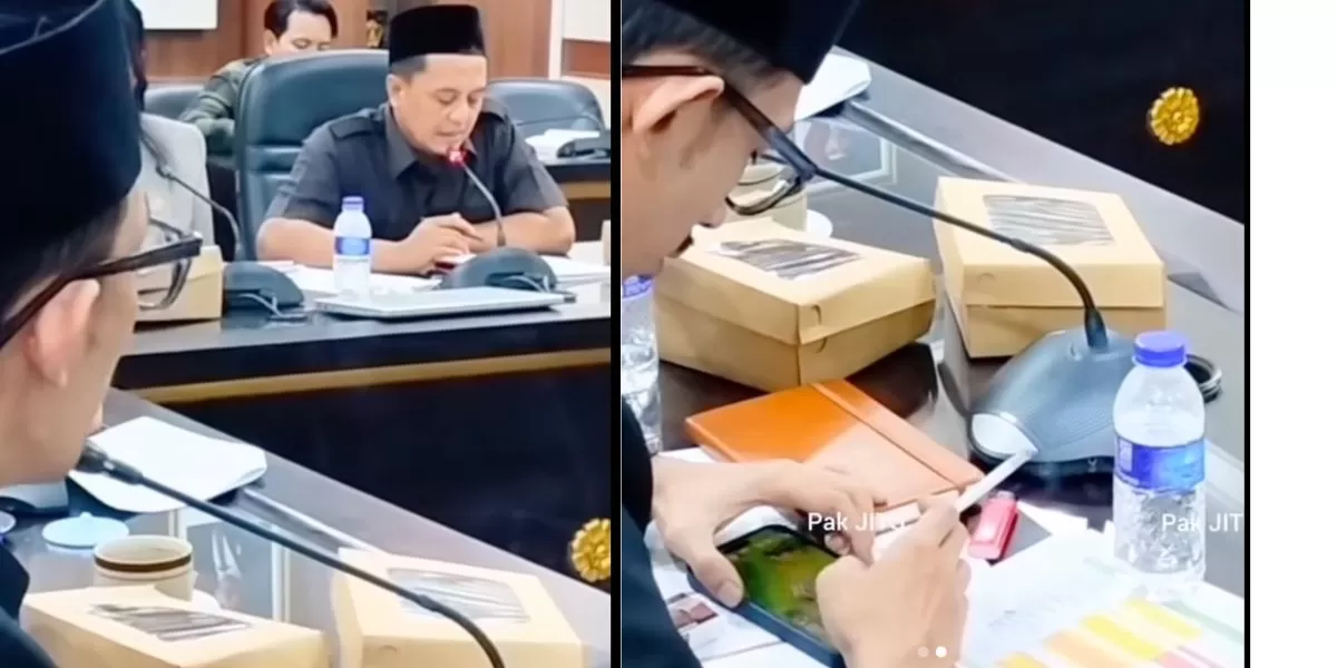 Anggota DPRD Jember yang terekam kamera merokok dan main game di tengah rapat (Instagram/@undercover)